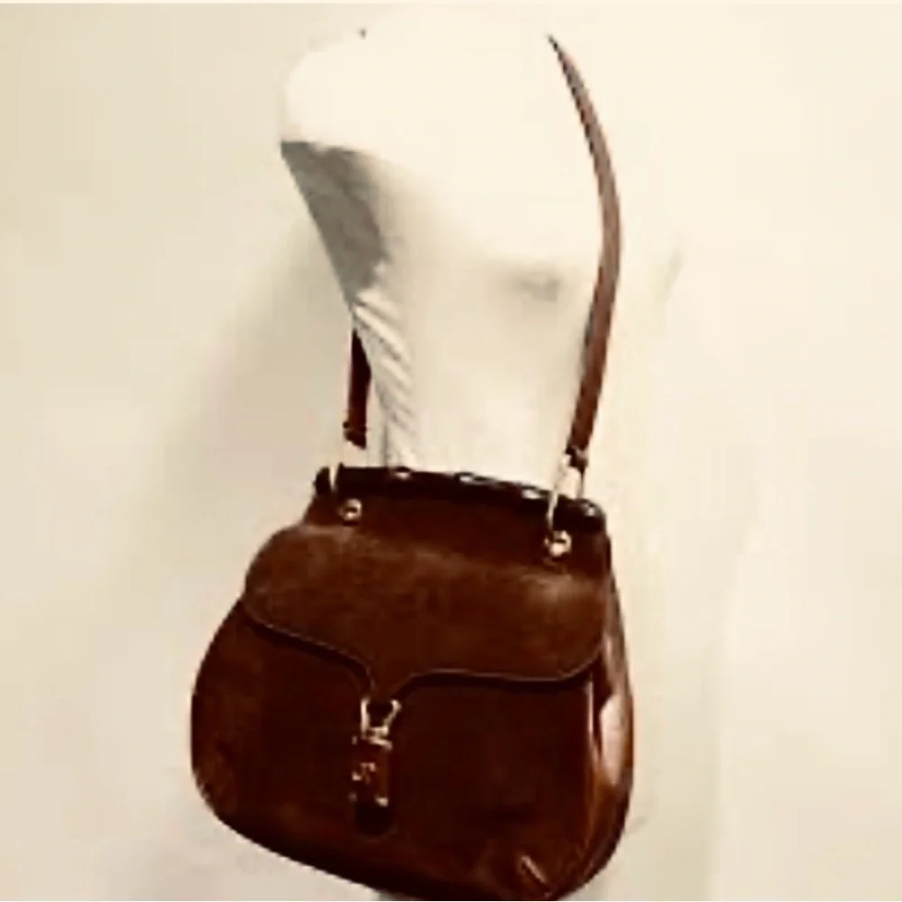 ❌SOLD❌ Authentic Gucci Bolso de hombro Brown Suede and Bamboo Vintage Bag - Picture 14 of 14